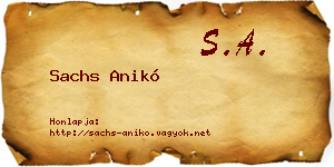 Sachs Anikó névjegykártya